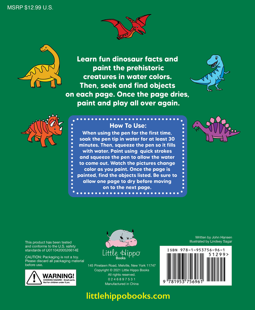 Paint and Find Dinosaurs - Children's Water Color Book