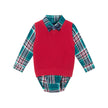 Checkered Maroon Infant Buttondown & Sweater Vest Set