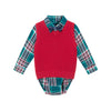 Checkered Maroon Infant Buttondown & Sweater Vest Set