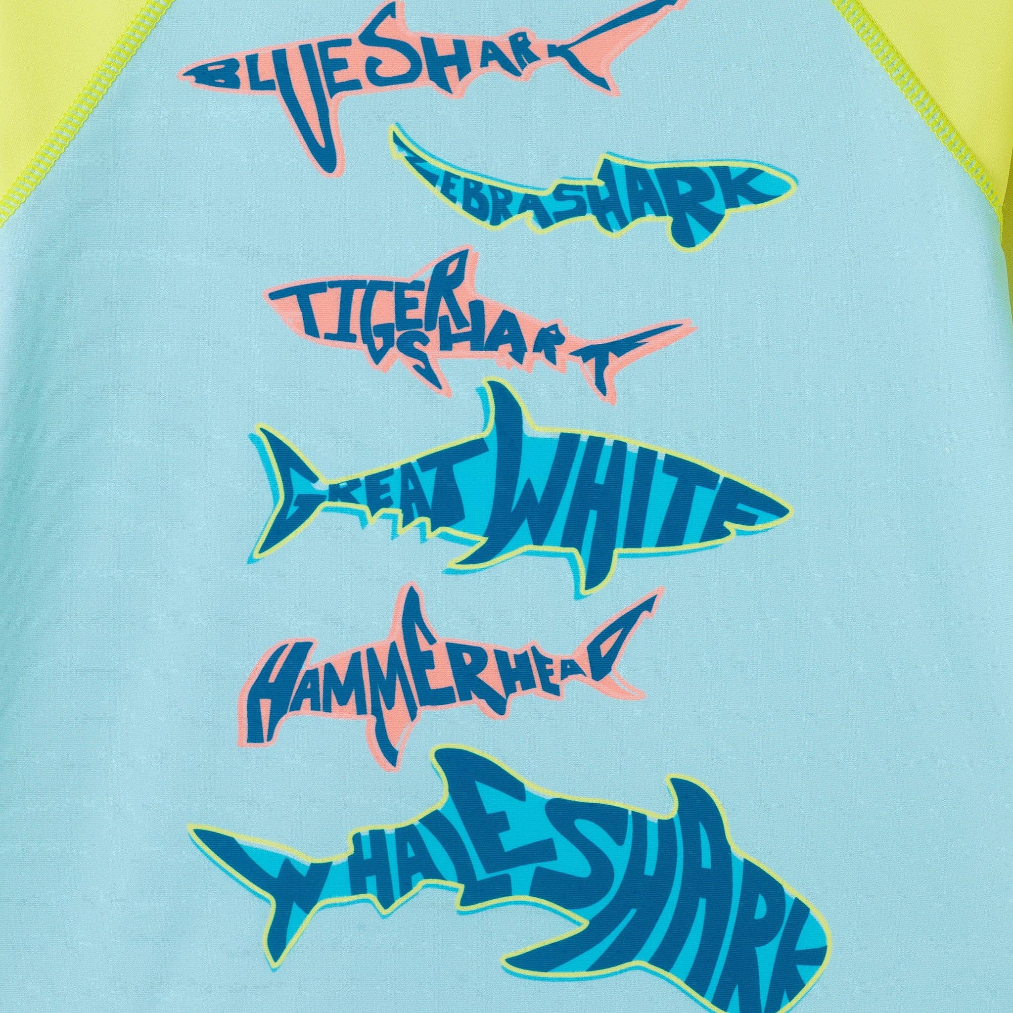 Boys Long Sleeve Rashguard Set | Aqua & Lime Shark