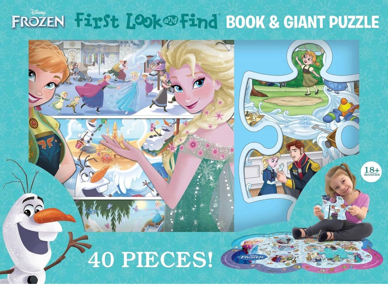 Disney Frozen - First Look and Find Board Book & Giant 40 PC Puzzle Set