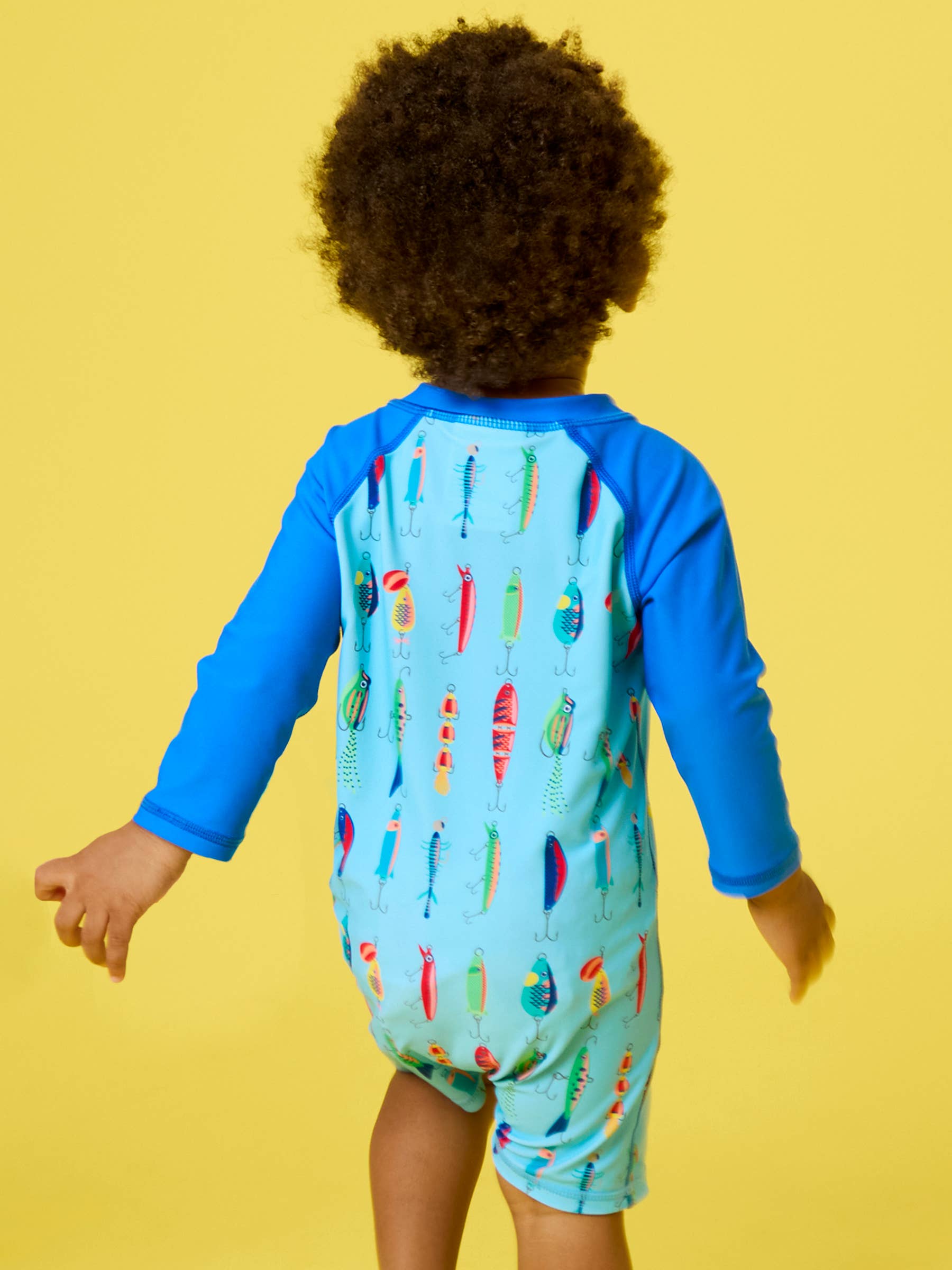Baby Boys Gone Fishin Long Sleeve One Piece Rash Guard Swimsuit