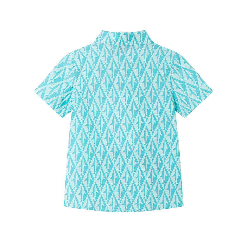 Kids Short Sleeve Buttondown Set | Geo Shark