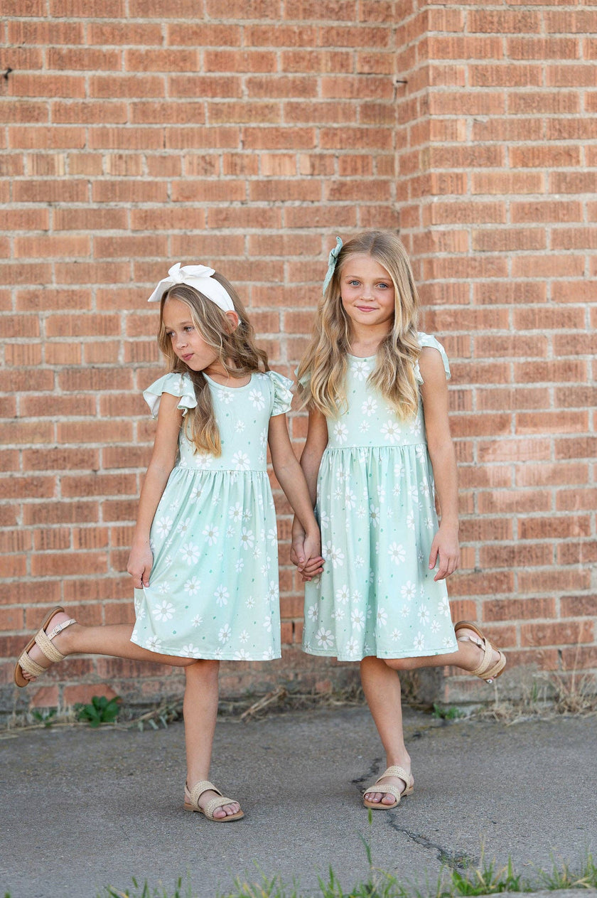 Claire Sage Daisy Spring Easter Flutter Sleeve Dress