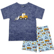 Boys Navy Heather Digger Crewneck Tee & Truck Pocket Shorts