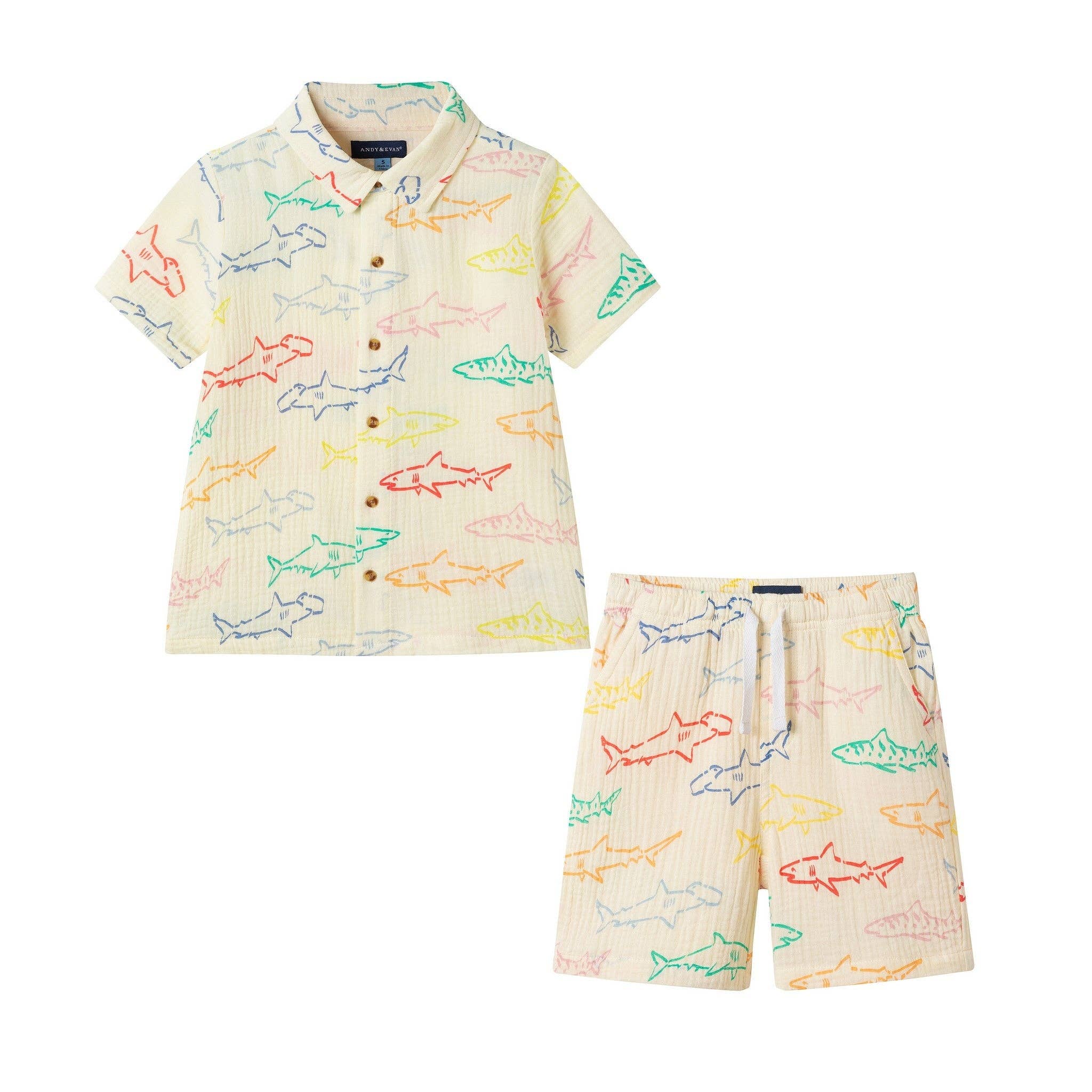 Boys Gauze Set | Multicolor Sharks