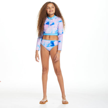 Long Sleeve Rashguard Set - Aqua Floral