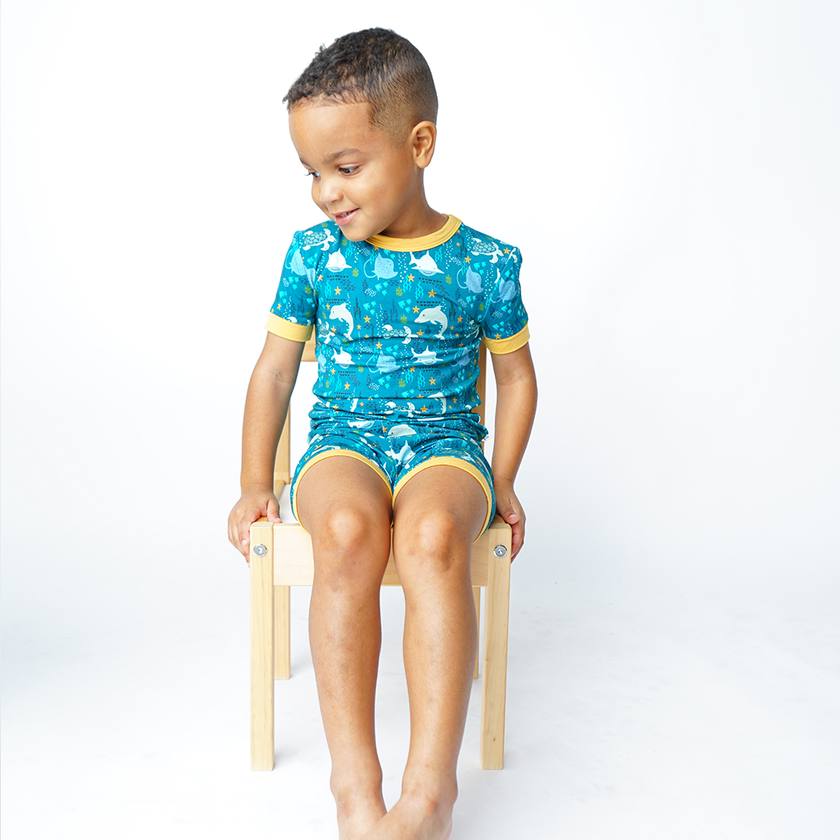 Ocean Friends Bamboo Short Sleeve Shorts Kids Pajamas Set