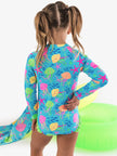 Girls Neon Jelly Time Long Sleeve One Piece Rash Guard Swimsuit