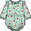 Baby Girls Green Dear Santa Knit Long Sleeve Flutter Bubble Romper