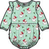 Baby Girls Green Dear Santa Knit Long Sleeve Flutter Bubble Romper