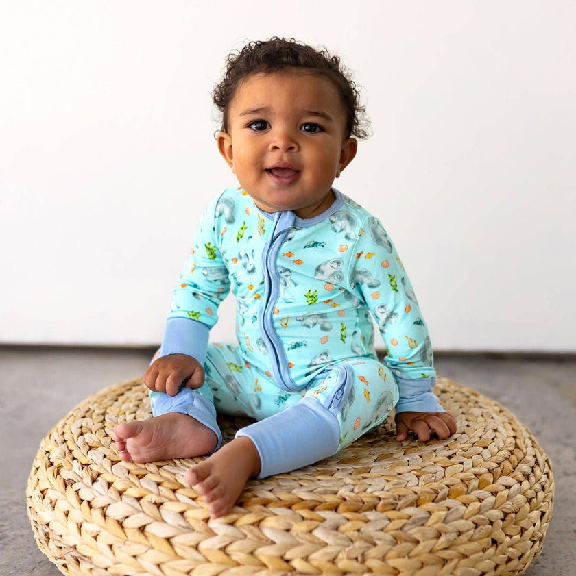 Get Your Float on Manatees Bamboo Convertible Footie (NB-24m)