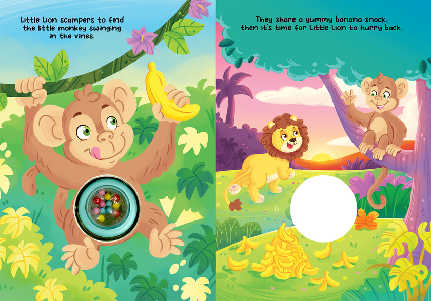 Jungle Journey - Children's Rattle and Read Interactive Sensory Board Book with Spinning Rattle