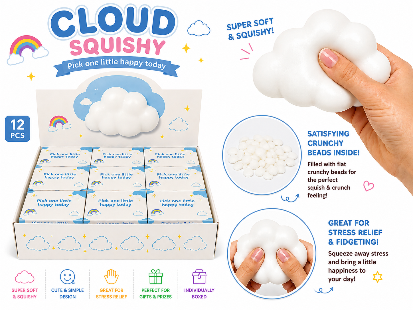 Plain White Cloud Crunchy Squishy Toy