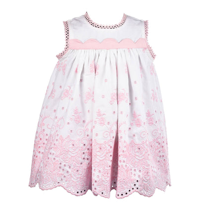 Pink Rose Eyelet Empire Dress
