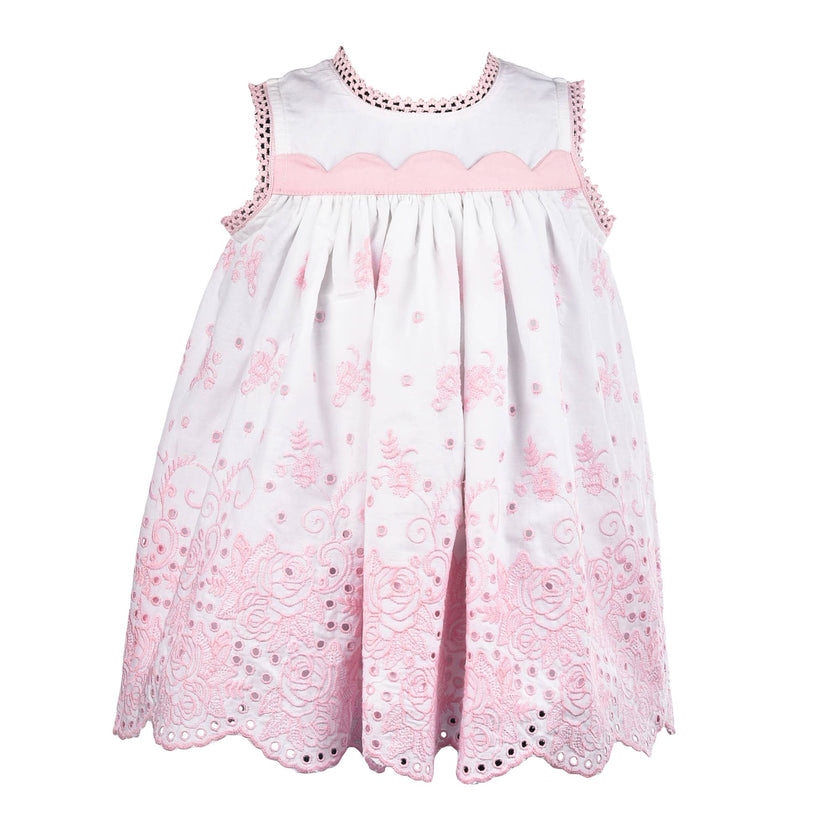 Pink Rose Eyelet Empire Dress