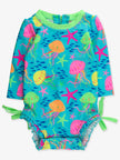 Baby Girls Neon Jelly Time Long Sleeve One Piece Rash Guard Swimsuit