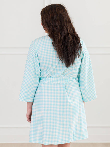 Women's Blue Breeze Gingham Modal Blend Mommy & Me Maternity Robe