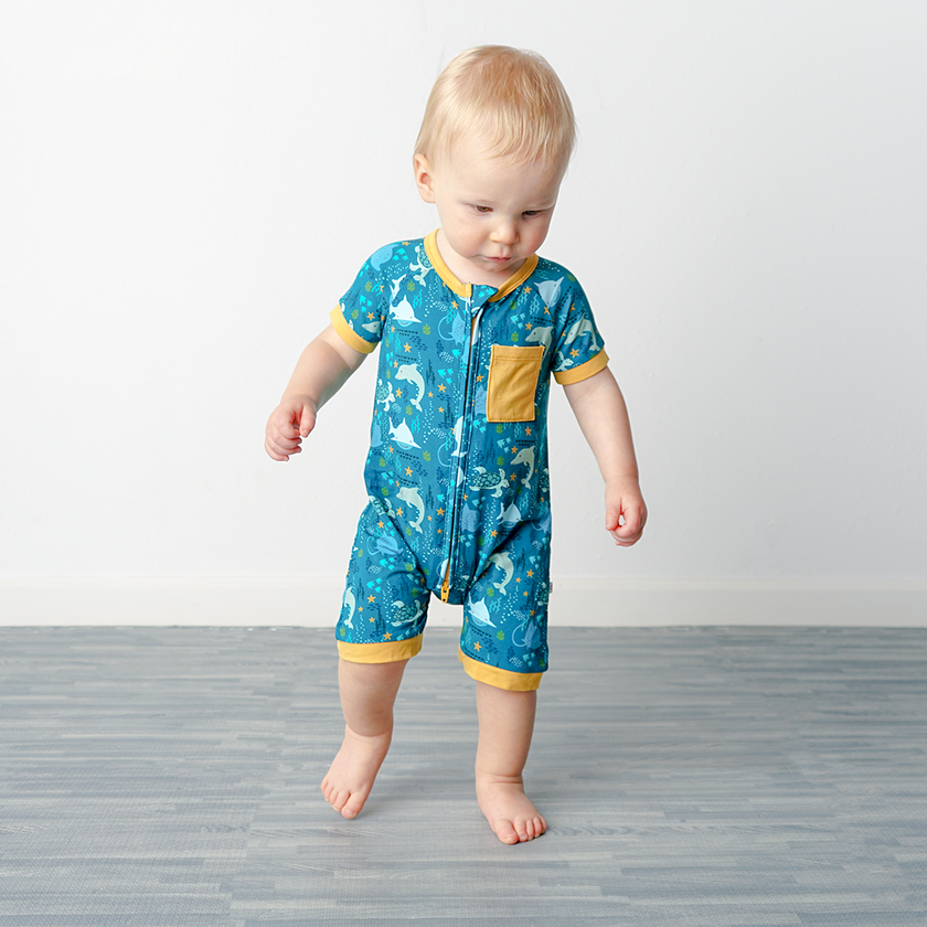 Ocean Friends Bamboo Baby Boy Shortie Romper