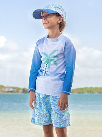 Kids UPF50+ Wesley Swim Trunks with Mesh Liner for Boys