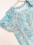 Blue Monstera Newborn Bamboo Knotted Gown