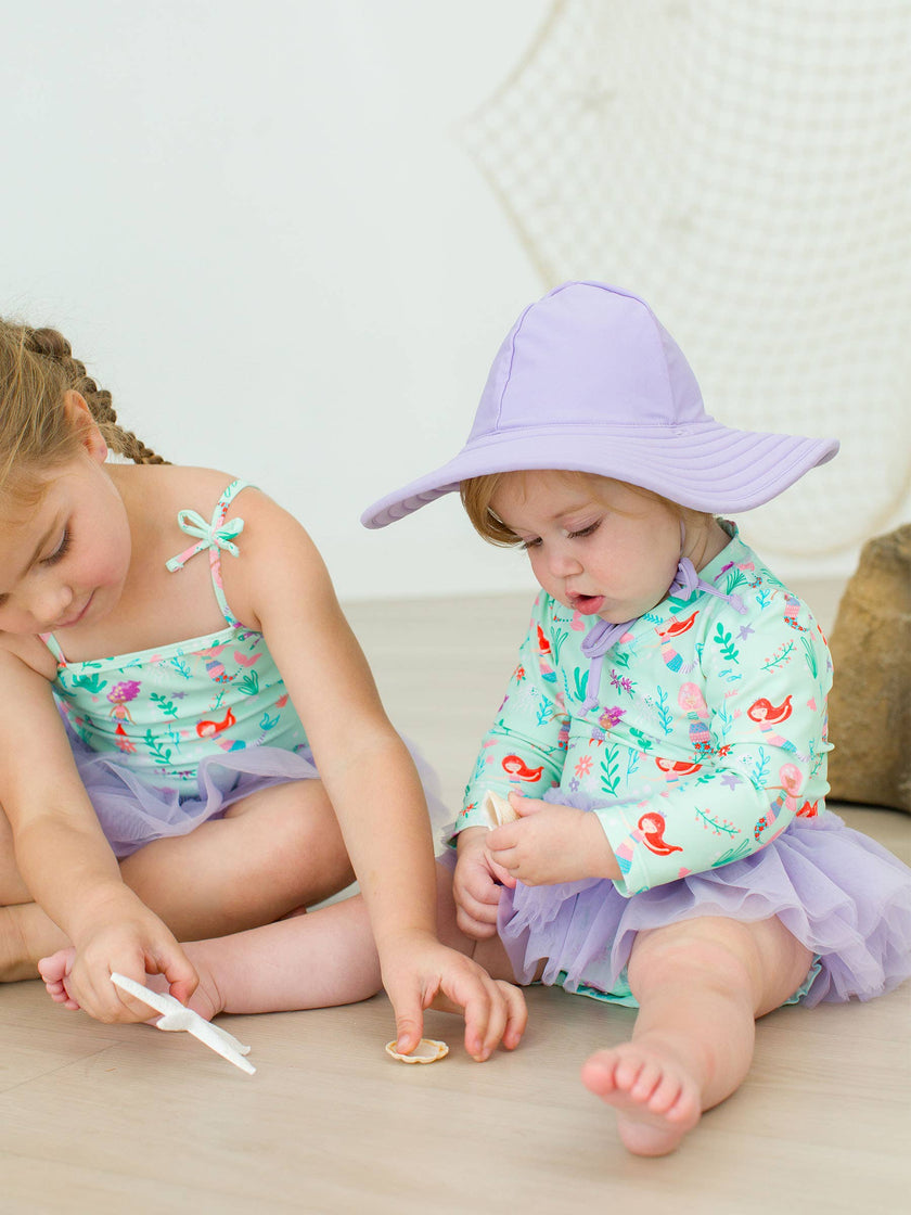 Mermaid Princess Tulle Skirted One Piece Rash Guard