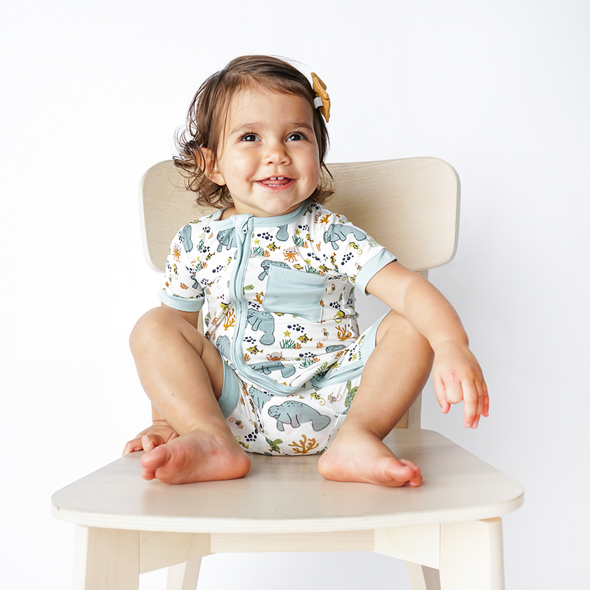 Manatee Bamboo Baby Boy Shortie Romper