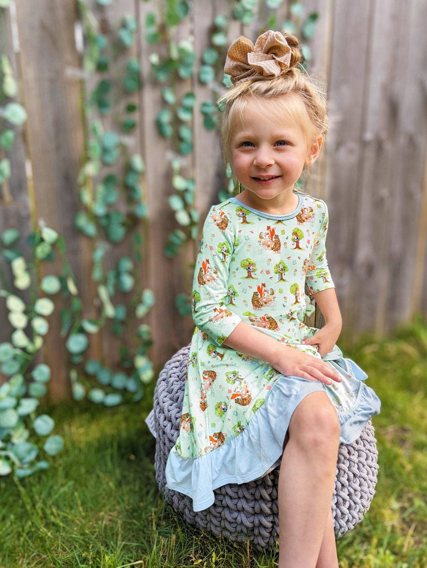 Tree House Tea Party Ruffle Hi-Lo Bamboo Twirling Dress