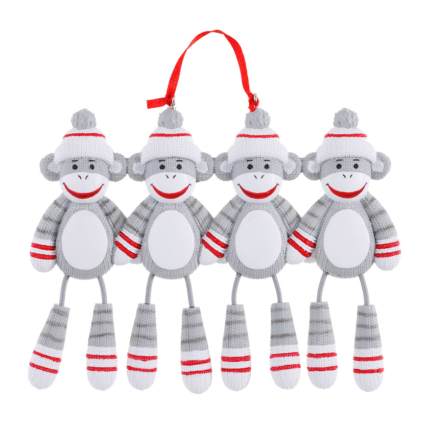 Sock Monkey Family Personalized Ornament