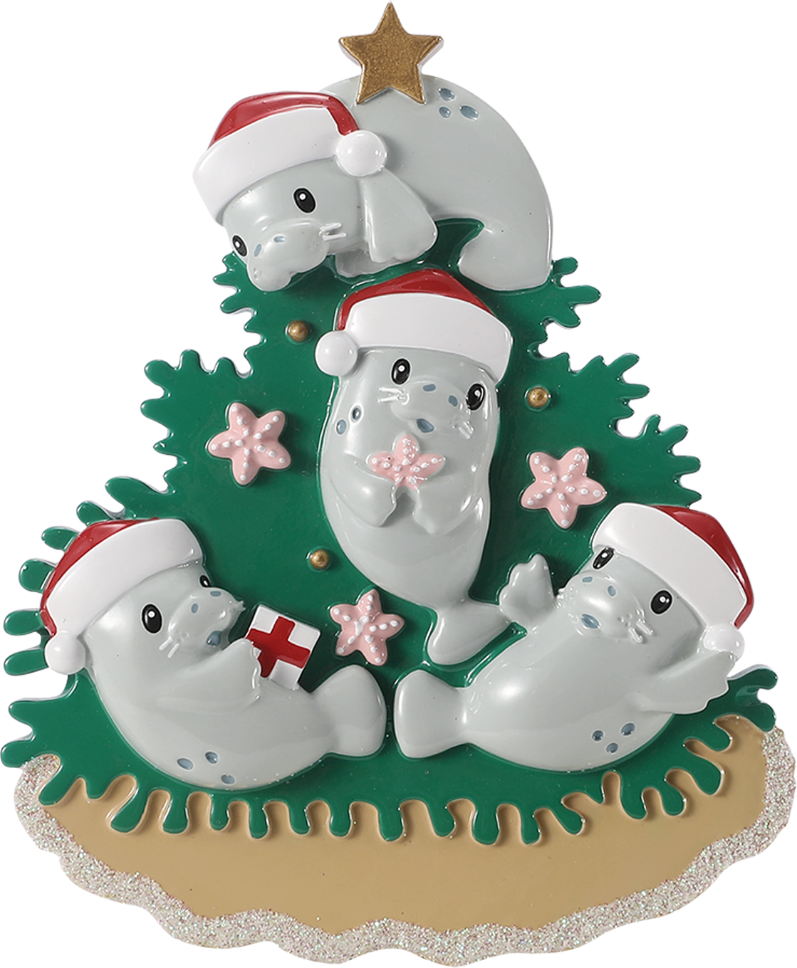 Manatee Family Decorating Tree Personalized Ornament