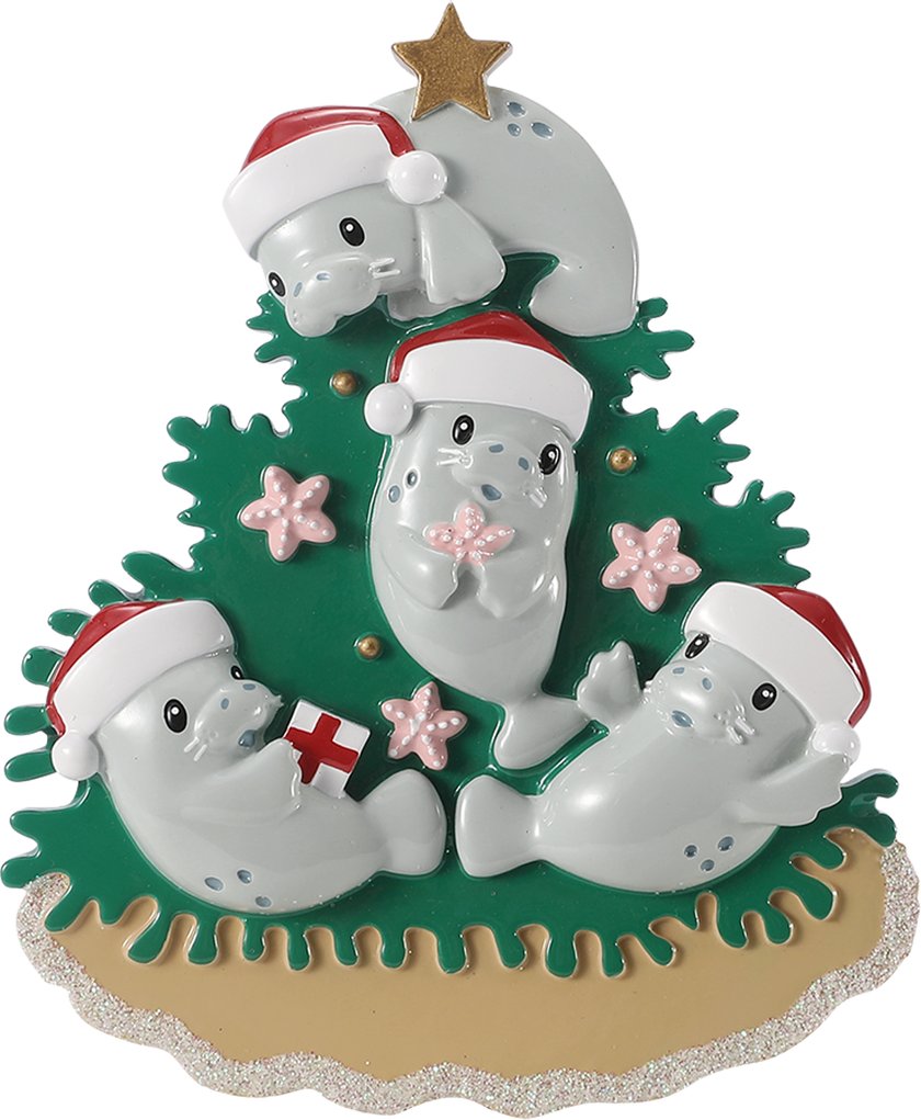Manatee Family Decorating Tree Personalized Ornament