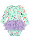 Mermaid Princess Tulle Skirted One Piece Rash Guard