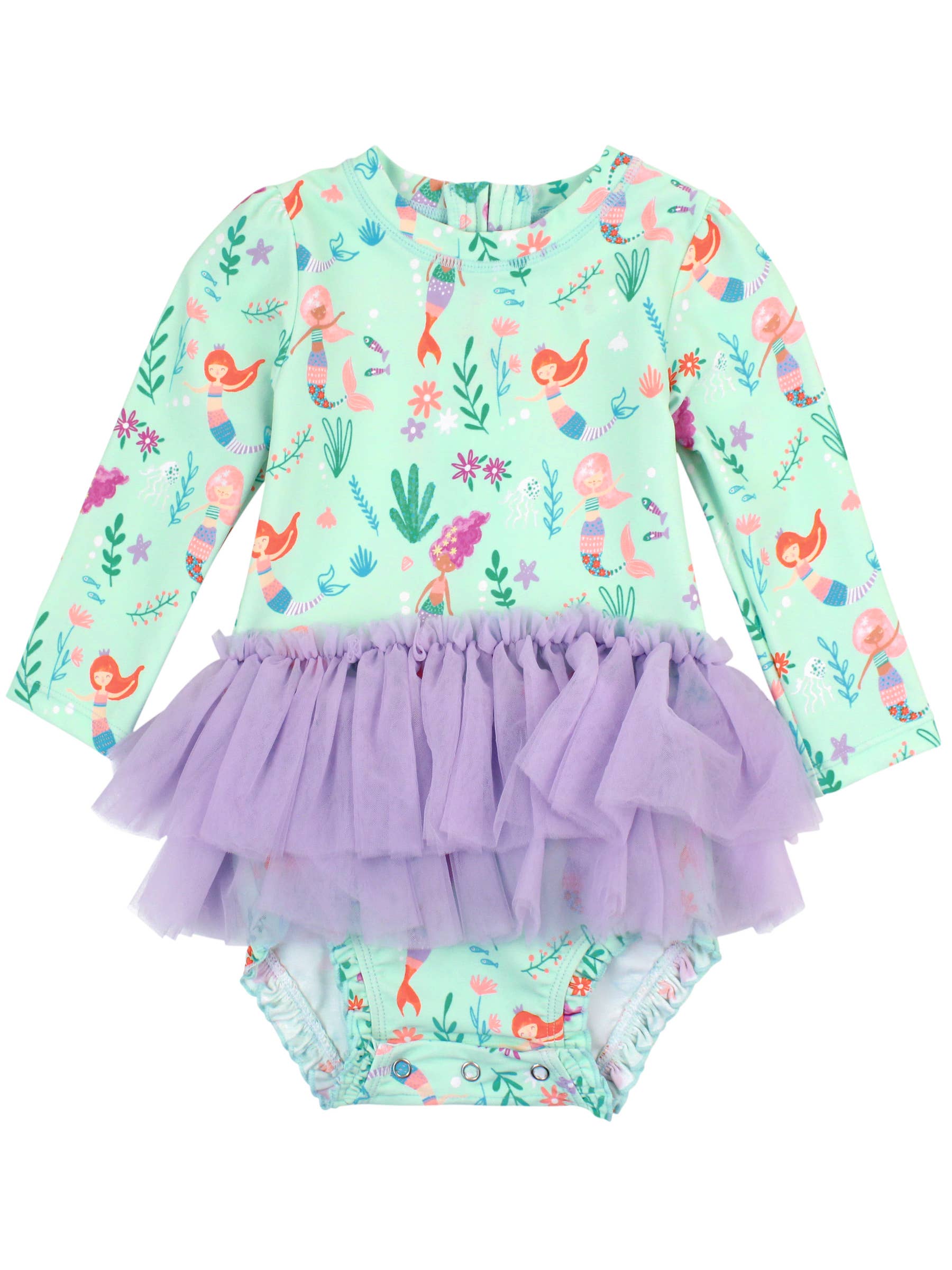 Mermaid Princess Tulle Skirted One Piece Rash Guard