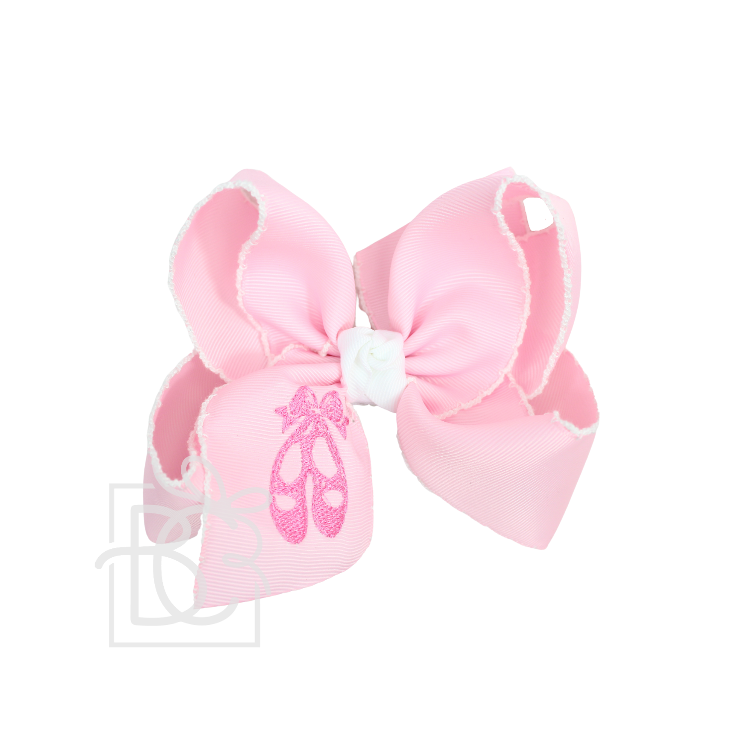 Embroidered Ballet Shoes Crochet Edge Bow