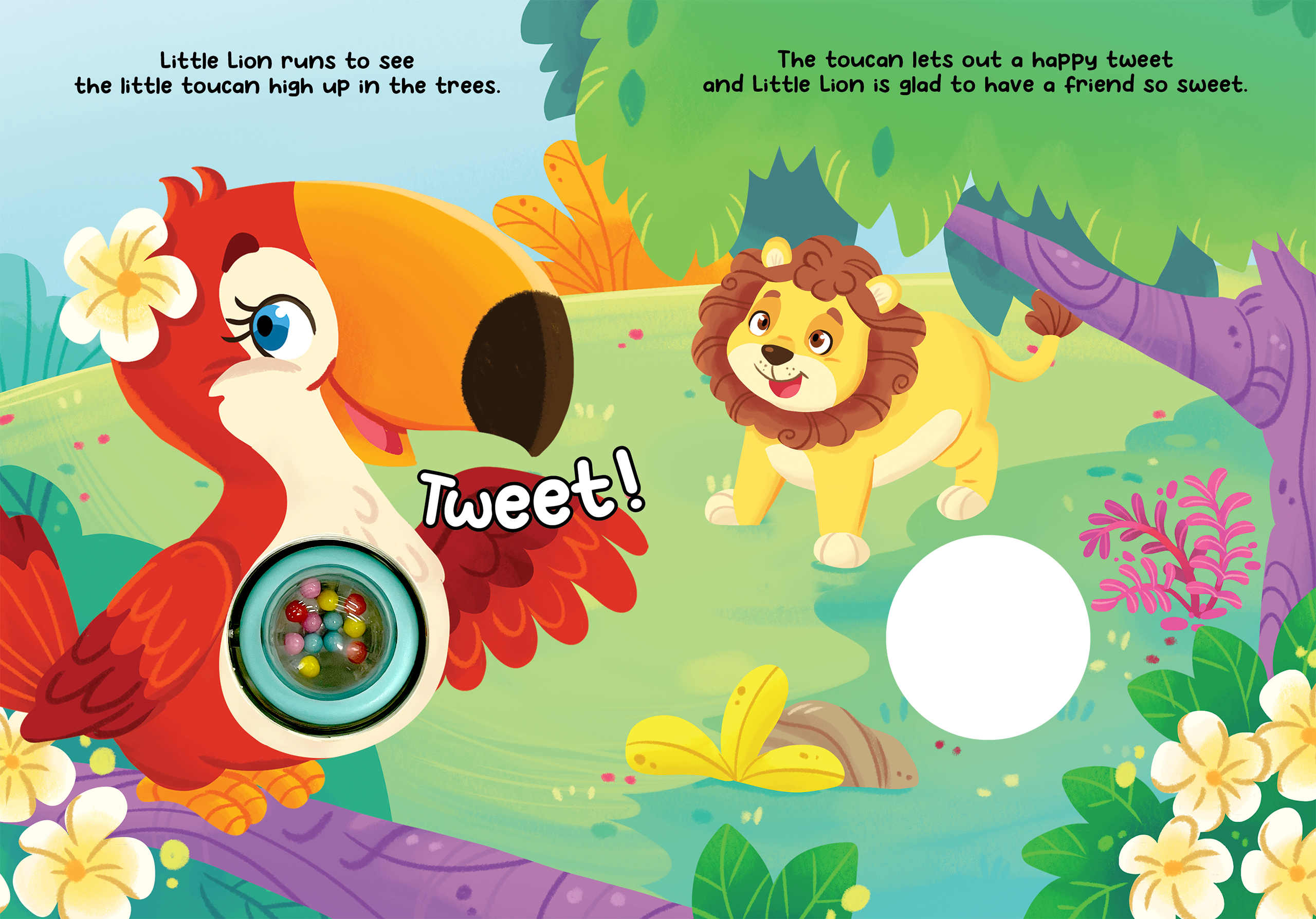 Jungle Journey - Children's Rattle and Read Interactive Sensory Board Book with Spinning Rattle