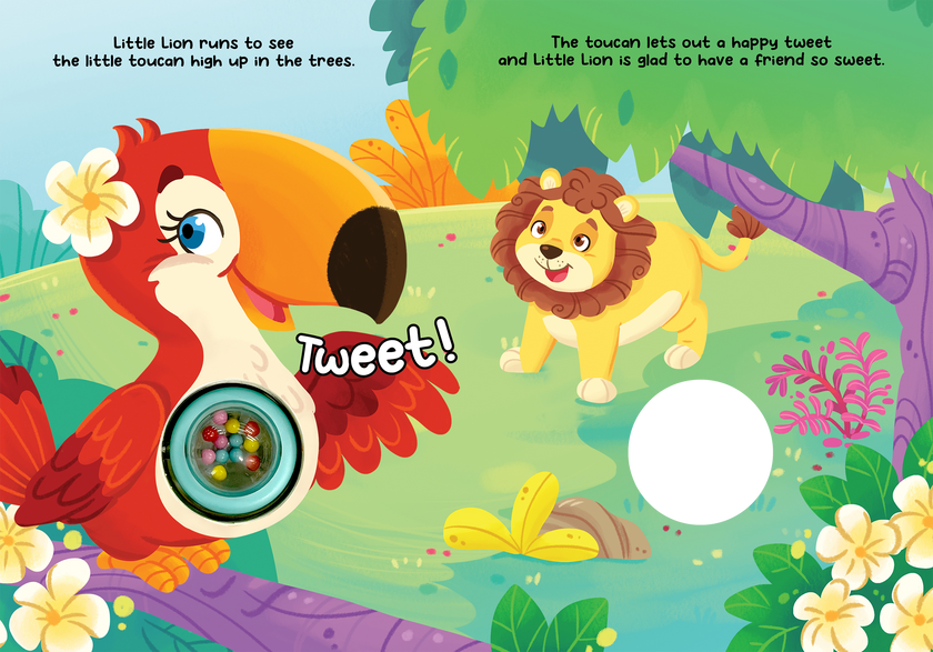 Jungle Journey - Children's Rattle and Read Interactive Sensory Board Book with Spinning Rattle