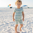 Blue Plaid Bamboo Baby Shortie Romper