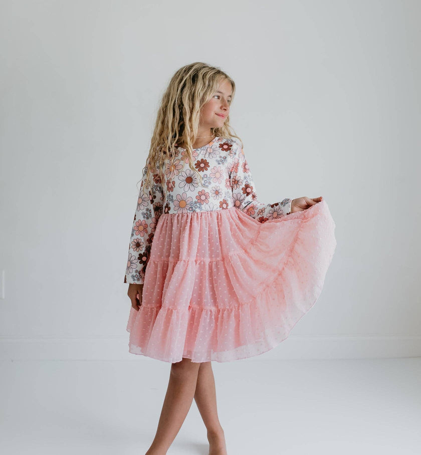 Flower Girl Dress Kids Ruffles Lace Party Wedding Dresses Pageant Formal Prom Ball Gown Floral Flower Girl Dress (A-Pink, 12-18 Months