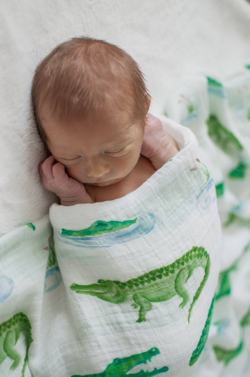 Alligator Muslin Bamboo Swaddle
