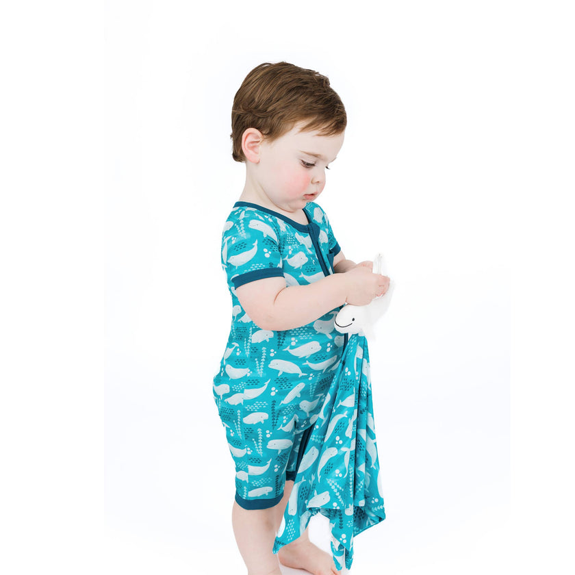 Beluga Whale Bamboo Baby Shortie Romper