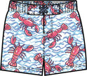 Boys Blue Lobster Lagoon Performance Hybrid Swim Trunks