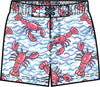 Boys Blue Lobster Lagoon Performance Hybrid Swim Trunks