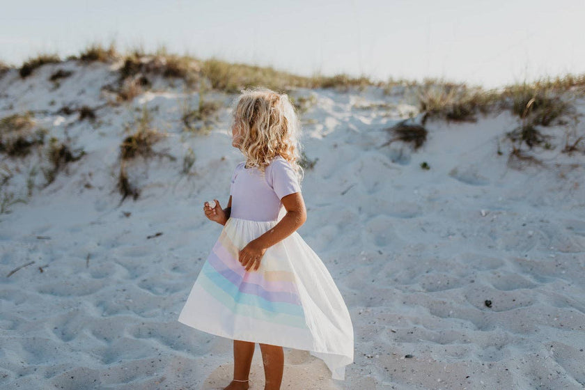 Kids Lavender Pastel Rainbow Hi Lo Spring Easter Dress