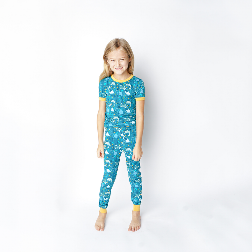 Ocean Friends Two-Piece Bamboo Short Sleeve Kids Pajama Set
