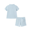 Textured Polo and Shorts Set | Light Blue Shark