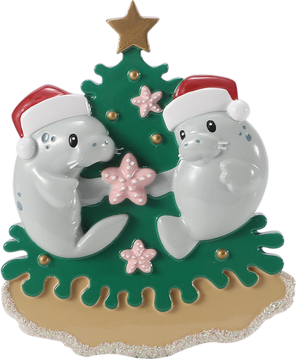Manatee Family Decorating Tree Personalized Ornament