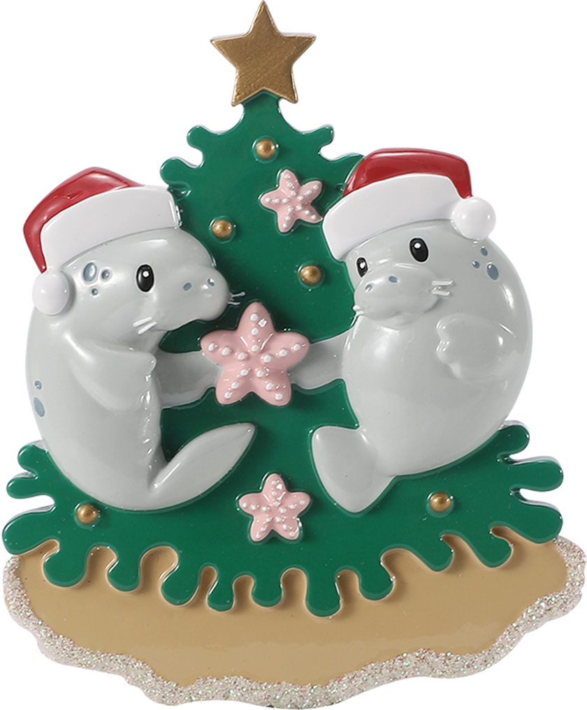 Manatee Family Decorating Tree Personalized Ornament