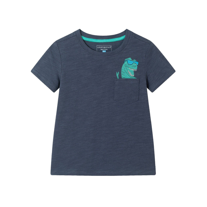 Slubbed Pocket Tee | Navy Dino