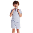 Textured Polo and Shorts Set | Light Blue Shark