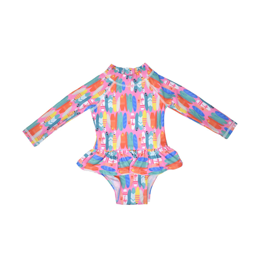 Baby UPF50+ Girls Alissa Infant Ruffle Rash Guard Swimsuit